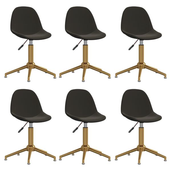 vidaXL Cadeiras de jantar girat&oacute;rias 6 pcs veludo cinzento-escuro