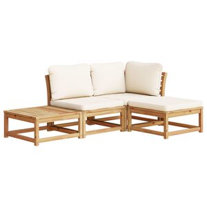 vidaXL 4 pcs conjunto lounge de jardim com almofad&otilde;es ac&aacute;cia maci&ccedil;a