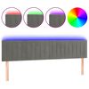 vidaXL Cabeceira de cama c/luzes LED veludo 180x5x78/88 cm cinza-claro