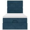 vidaXL Estrutura cama otomana com colch&otilde;es azul escuro 90x190cm veludo