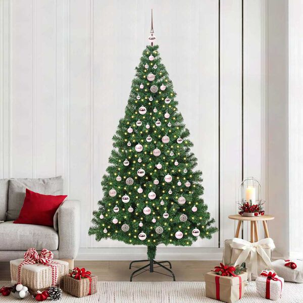 vidaXL &Aacute;rvore de Natal Artificial Verde 210 cm PVC, A&ccedil;o e Pl&aacute;stico