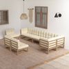 vidaXL 9 pcs conjunto lounge de jardim c/ almofad&otilde;es pinho maci&ccedil;o
