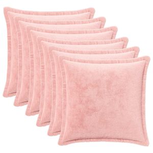 vidaXL Almofada de Lan&ccedil;ar 6 unid. HOUTEN Rosa 50 x 50 cm Flanela
