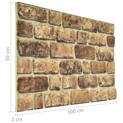 vidaXL Painéis de parede 3D c/ design tijolos areia-escuros 11 pcs EPS