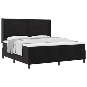 vidaXL Cama Box com colch&atilde;o com cabeceira Preto 180 x 200 cm Veludo