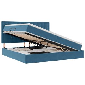 vidaXL Cama com arruma&ccedil;&atilde;o e colch&atilde;o Azul Escuro 200 x 200 cm Veludo