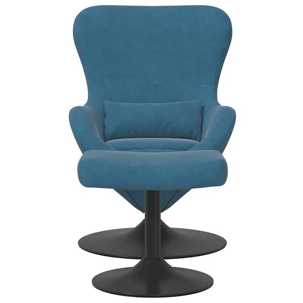 vidaXL Cadeira Egg com Puff with Footstool Azul Veludo