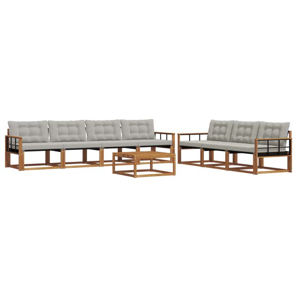 vidaXL Conjunto de Sof&aacute;s para Exterior 8 pcs Cinza Natural e Claro