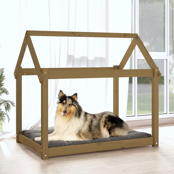 vidaXL Cama para c&atilde;es 101x70x90 cm pinho maci&ccedil;o castanho mel