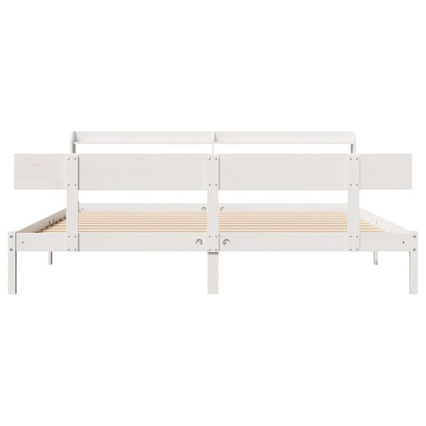 vidaXL Cama sem colch&atilde;o 200x200 cm madeira de pinho maci&ccedil;a branco