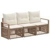 vidaXL Conjunto de Sof&aacute; de Jardim 3 unid. Bege vime PE