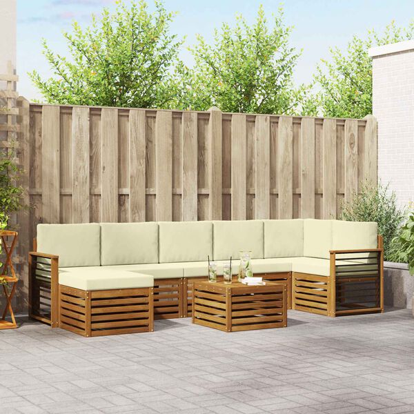 vidaXL Conjuntos de sof&aacute;s com almofada 8 pcs Natural e Creme