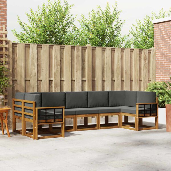 vidaXL Conjunto de Sof&aacute;s para Exterior 7 pcs Natural e Antracite