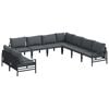 vidaXL Conjunto de Sof&aacute; de Jardim com almofada 9 pcs Preto A&ccedil;o