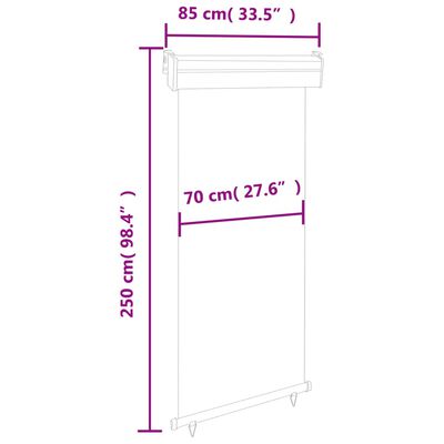 vidaXL Toldo lateral para varanda 80x250 cm castanho
