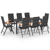 vidaXL 9 pcs conjunto de jantar para jardim preto e castanho
