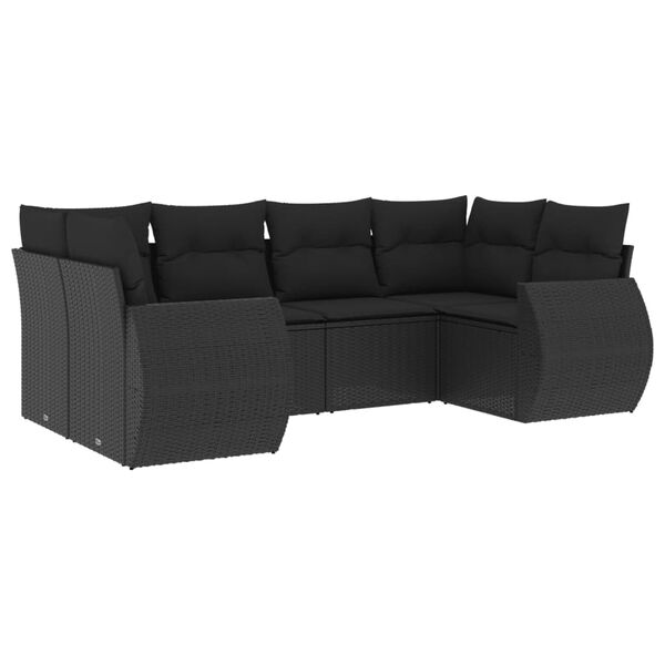 vidaXL 6 pcs conjunto sof&aacute;s de jardim c/ almofad&otilde;es vime PE preto