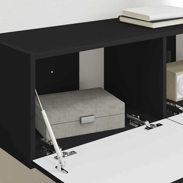 vidaXL Arm&aacute;rio de TV de Parede 2 pcs Preto 98 x 31 x 29,5 cm