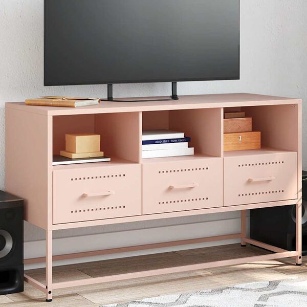 vidaXL M&oacute;vel de TV 100,5x39x60,5 cm a&ccedil;o rosa