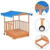 vidaXL Casa de brincar infantil c/ caixa areia madeira abeto azul UV50