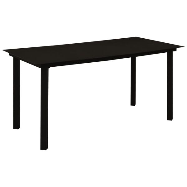vidaXL Mesa de jantar para jardim 150x80x74 cm a&ccedil;o e vidro preto