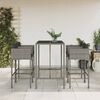 vidaXL 5 pcs conjunto de bar para jardim c/ almofad&otilde;es vime PE cinza