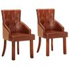vidaXL Cadeiras de jantar 2 pcs couro de cabra genu&iacute;no castanho