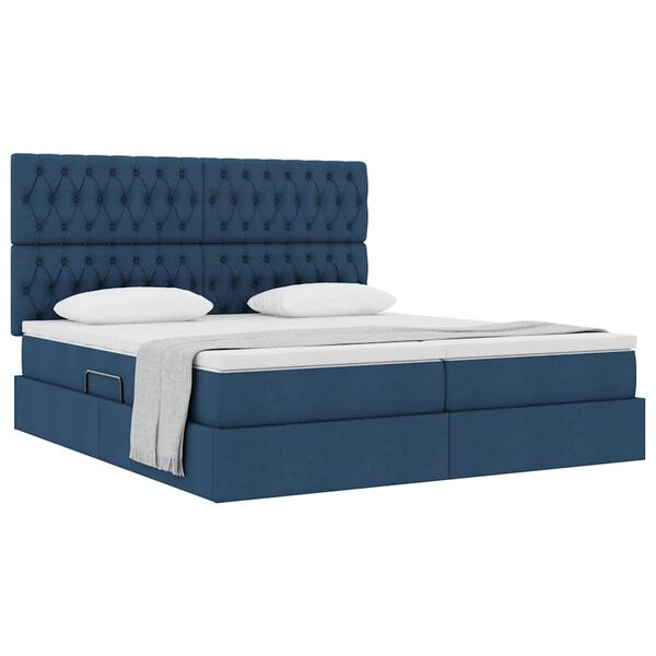 vidaXL Cama com Armazenamento Azul 200 x 200 cm Couro Sint&eacute;tico
