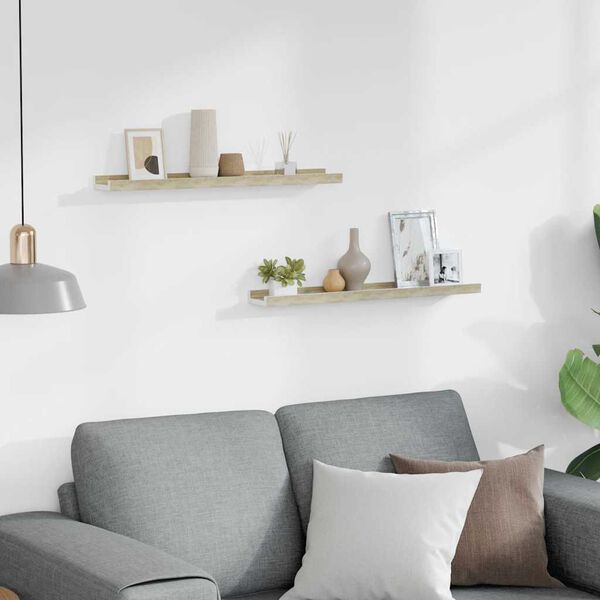 vidaXL Prateleiras de parede 2 pcs 60x9x3 cm branco e carvalho sonoma