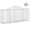 vidaXL Cestos gabião arqueados 7 pcs 200x30x80/100cm ferro galvanizado