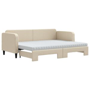 vidaXL Sof&aacute;-cama c/ gavet&atilde;o e colch&otilde;es 80x200 cm tecido cor creme