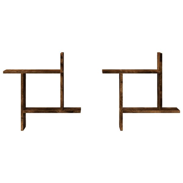 vidaXL Prateleiras de parede 2 pcs derivados madeira carvalho fumado