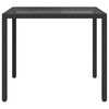 vidaXL Mesa de jardim 90x90x75 cm vidro temperado e vime PE preto