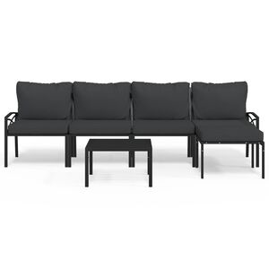 vidaXL 6 pcs conjunto lounge de jardim a&ccedil;o c/ almofad&otilde;es cinzentos