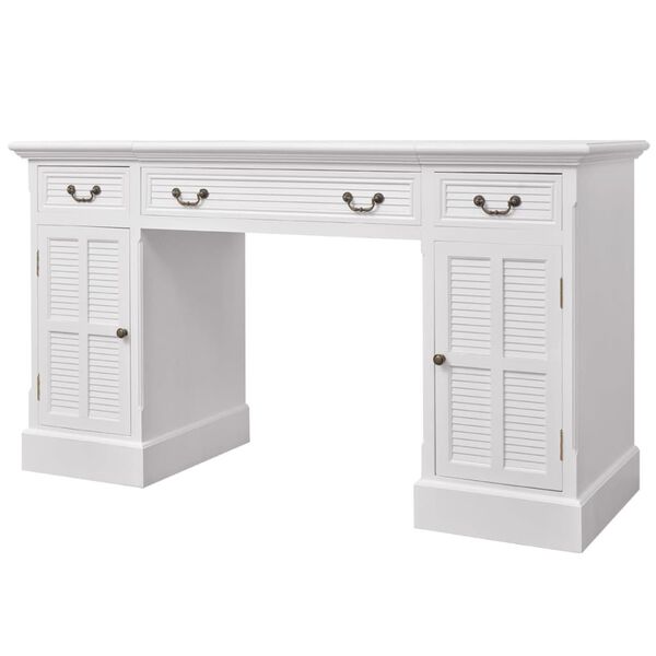 vidaXL Secretária de base dupla estilo pedestal 140x48x80 cm branco