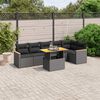 vidaXL 7 pcs conjunto de sof&aacute;s p/ jardim c/ almofad&otilde;es vime PE preto