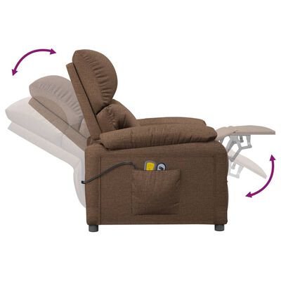 vidaXL Poltrona de massagens elétrica reclinável tecido castanho
