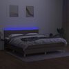 vidaXL Cama box spring colch&atilde;o/LED 180x200cm tecido cinza-acastanhado