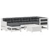 vidaXL 7 pcs conj. lounge de jardim c/ almofad&otilde;es pinho maci&ccedil;o branco