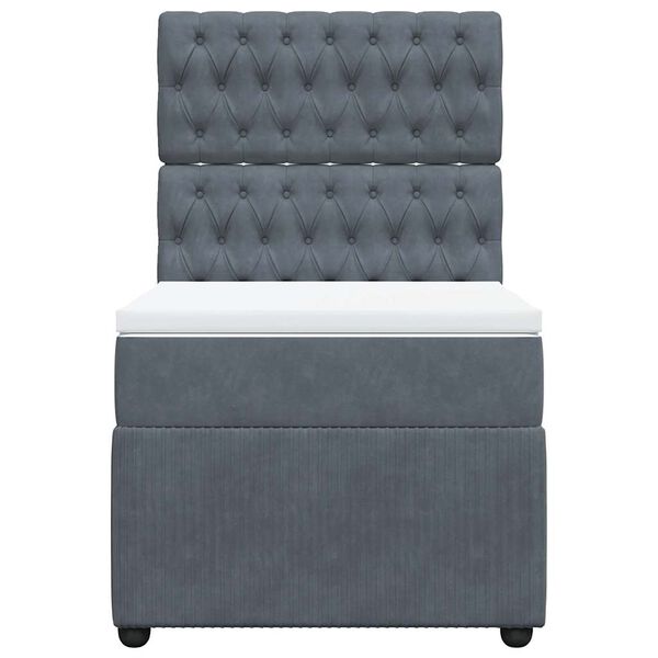 vidaXL Cama com molas/colch&atilde;o 100x200 cm veludo cinza-escuro
