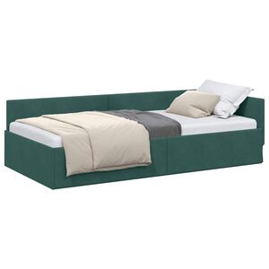 vidaXL Estrutura de Cama de Canto Verde Escuro 80 cm x 200 cm Veludo