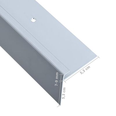 vidaXL Perfil p/ escada em forma de F 15 pcs alumínio 134 cm prateado