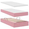 vidaXL Cama com arruma&ccedil;&atilde;o e LED com colch&atilde;o Rosa 90 x 190 cm Veludo