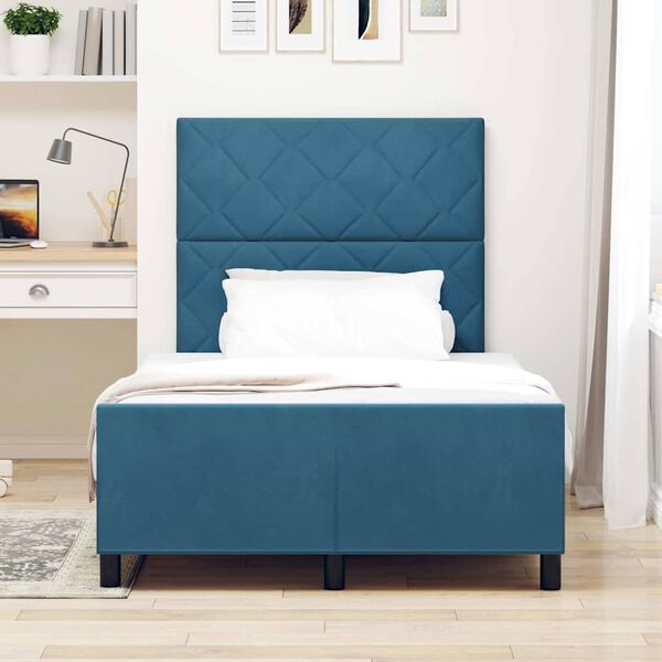 vidaXL Cama Box com cabeceira Azul Escuro 120 x 190 cm Veludo