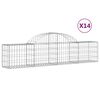 vidaXL Cestos gabi&atilde;o arqueados 14pcs 200x30x40/60 cm ferro galvanizado