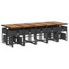 vidaXL 15 pcs conjunto de jantar p/jardim com almofad&otilde;es vime PE preto