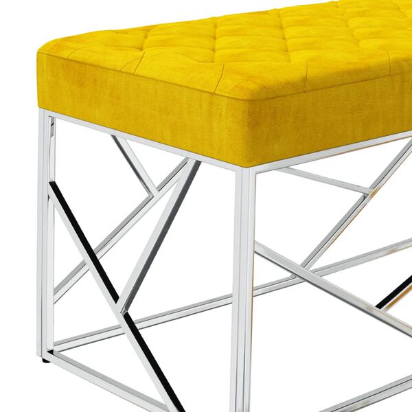 vidaXL Banco 97 cm a&ccedil;o inoxid&aacute;vel e veludo amarelo mostarda