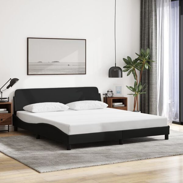 vidaXL Estrutura de cama Dover 180x200 cm tecido preto
