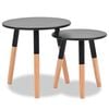 vidaXL Conjunto mesas de apoio 2 pcs pinho maci&ccedil;o preto