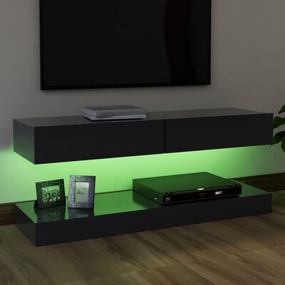 vidaXL Móvel de TV com luzes LED 120x35 cm cinzento
